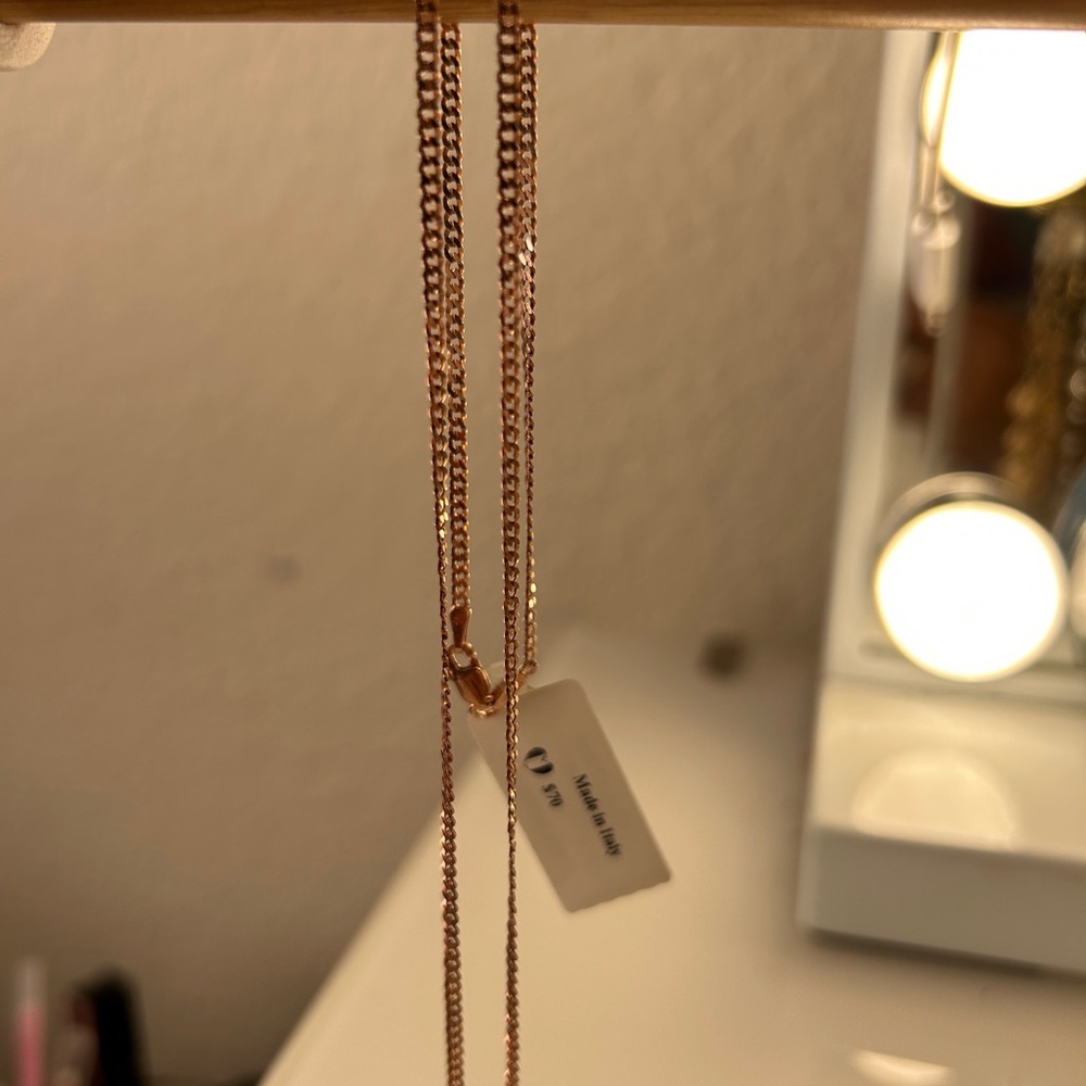 Flat Cuban Rose Gold Necklace